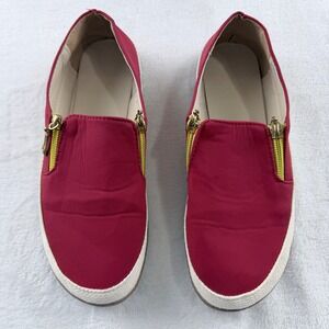 Fashion Slip On Sneakers‎ Red Dual Zip Low Top Shoes